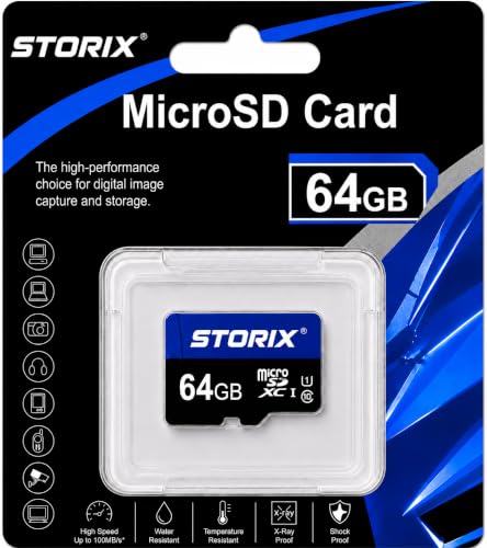 Image of STORIX Micro SD Card 64GB Class 10 U1 up to 150MB /s,Memory Card for CCTV, Smartphone, Drones 5Y Warrenty