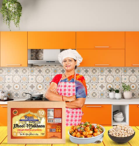 Image of Rani Jumbo Phool Makhana (Fox Nut /Popped Lotus Seed) Plain Raw Uncooked 160oz (10lbs) 4.54kg Bulk Box ~ All Natural | Vegan | No Colors | Gluten Friendly | NON-GMO | Indian Origin