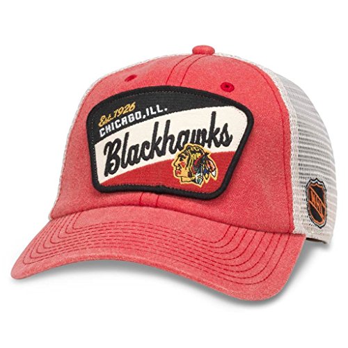 AMERICAN NEEDLE Ravenswood Officially Licensed NHL Team Mesh Hat Chicago Blackhawks Ivory/Dark Red (43422A-CBH)