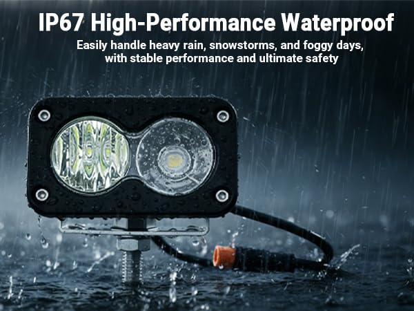 Baja Style Light Ebike Headlight for Ridstar Q20 Lite/Q20 Pro, 3-Pin IP68 Waterproof Off-Road Front Lamp 20W 6000-6500K High Beam for Connector 12V-60V Wide Voltage Compatible Lamp by SJIJEJD - Image 7
