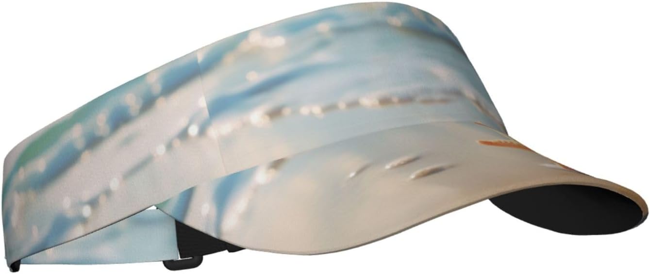Beach Starfish Print Sports Sun Visor Hats Adjustable Running Golf Tennis Sun Cap for Women Men Black