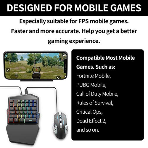IFYOO Gaming Keyboard and Mouse Combo Set for Mobile Phone Games Controller Adapter, Compatible with iPhone/iPad/iOS/Android Phone, Compatible with PUBG Mobile/Fortnitee Mobile/Call of Duty - Thumbnail 5
