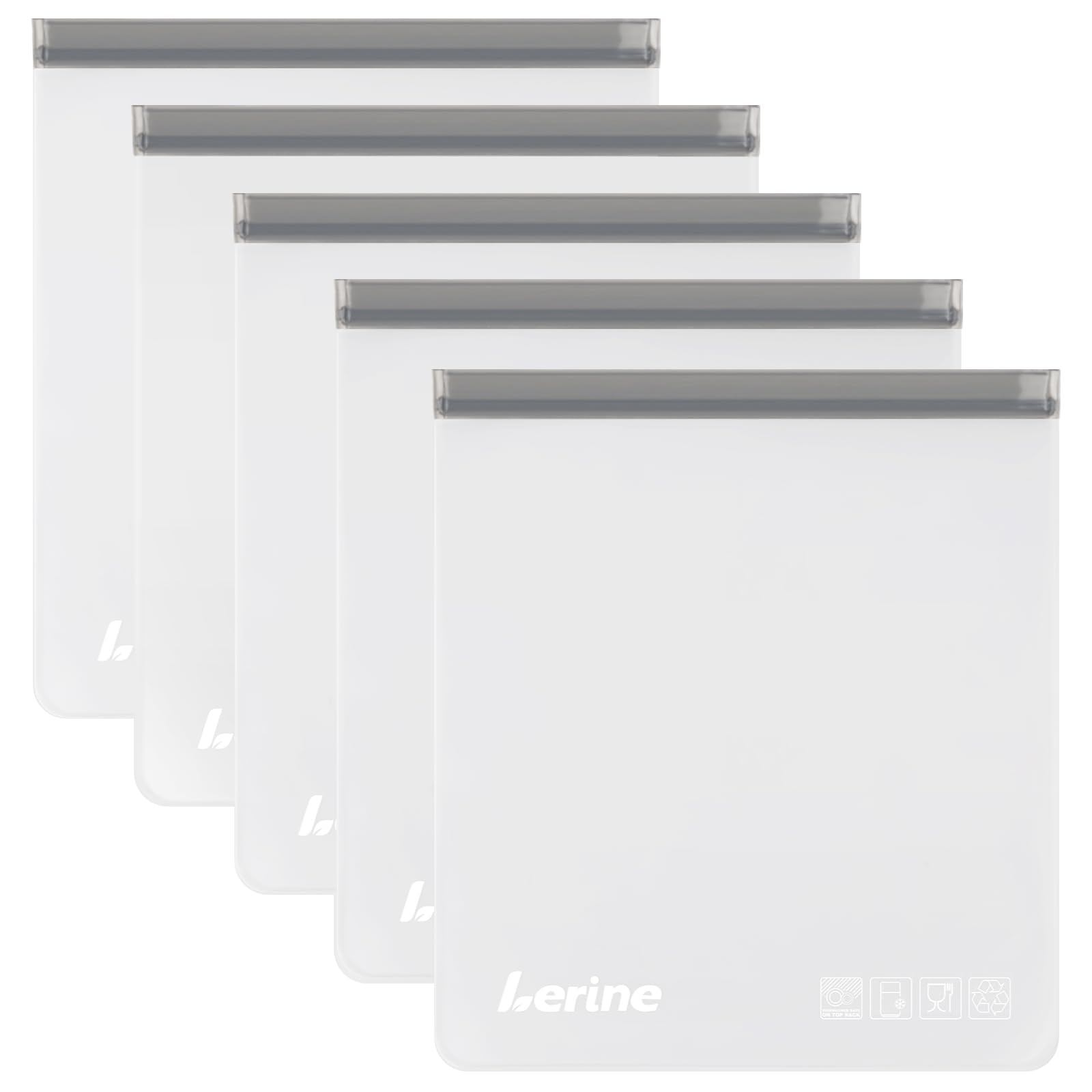 Lerine Wiederverwendbare Gefrierbeutel, spülmaschinenfest, Kapazität 33 x 39,6 cm, auslaufsicher, BPA-frei, wiederverwendbar, 5,1 l, Lebensmittelaufbewahrungsbeutel zum Marinieren von Fleisch, Gemüse