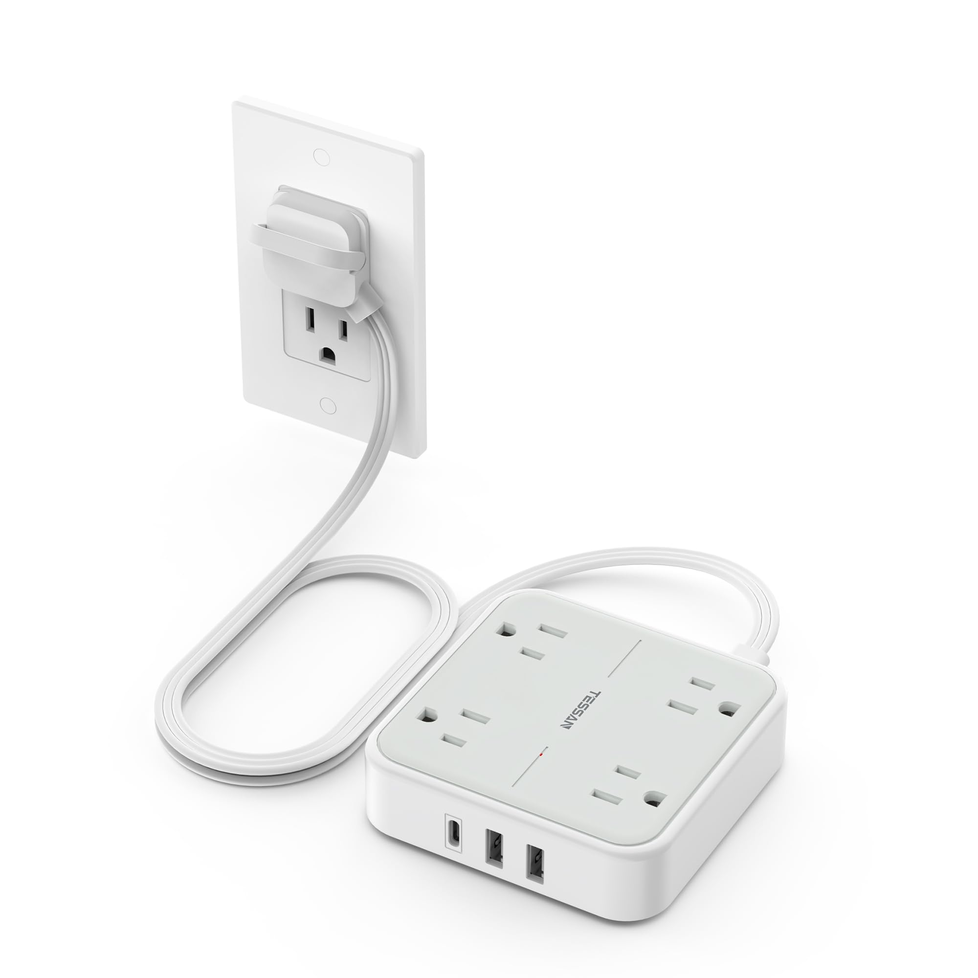 TESSAN Surge Protector Flat Extension Cord 5 Ft, Ring Plug Power Strip — Amazon image 13