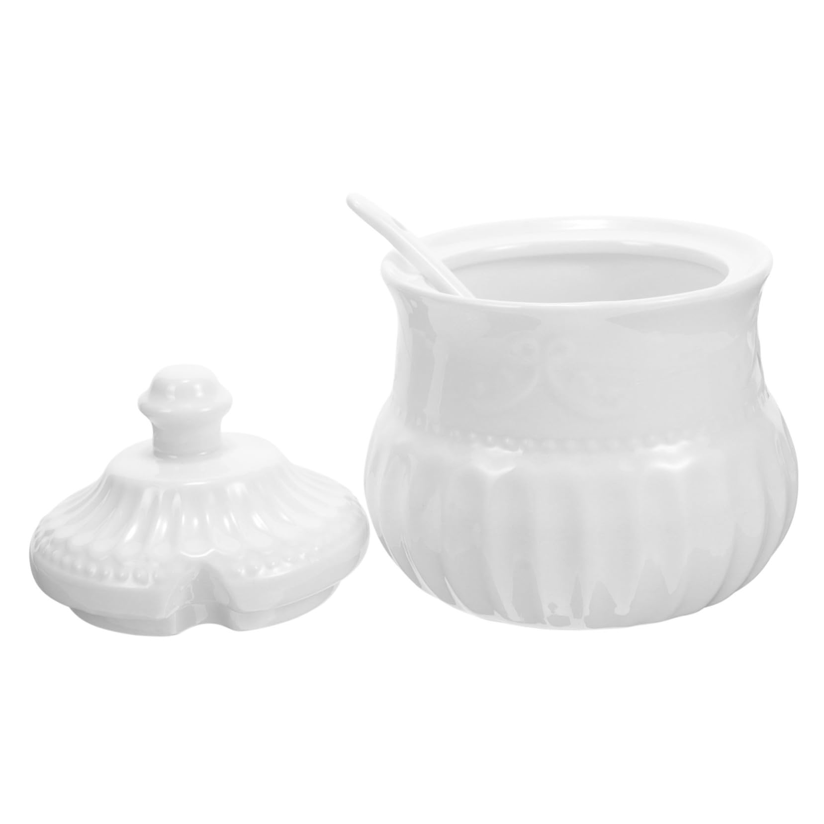 Pot à sucre céramique blanc et sa cuillère doseuse hermétique