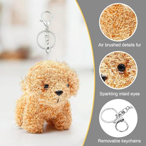 ANBOOR 3 Kleine Kuscheltiere 12cm Süßes Hündchen-Plüsch-Stofftier Mit Schlüsselanhänger Für Partygeschenke, Baby Shower,Kindergarten (Braun, Weiß, Hellbraun)