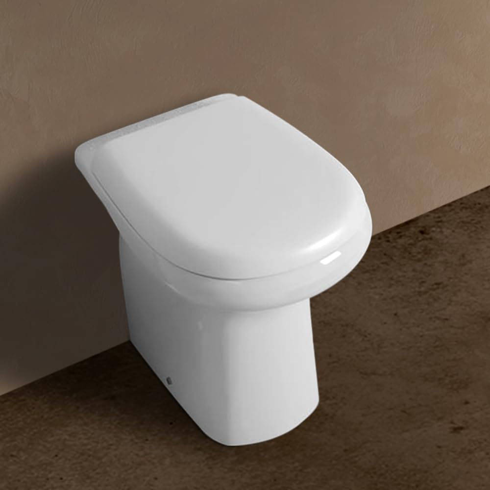 Set sanitari tradizionali serie Orient, wc con brida e scarico a pavimento, sedile incluso modello avvolgente