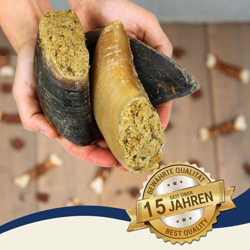 Lyra Pet® 15 STK. Rinderhufe gefüllt mit Pansen und Leber je ca. 120 g | Naturbelassener Kausnack | Ideal für die Zahnpflege | Leckerli für Hunde | Gut verdaulicher Kauartikel | Proteinreiches Futter