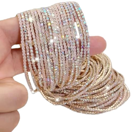 Crystal Rhinestone Tennis Bracelet Set, Iridescent Sparkle, Multiple Bands2