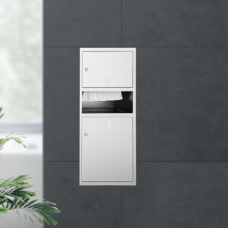 Stylish Waterproof Recessed Shower Storage Organizer with Shelves, Hand Dryer & Toilet Paper Trash Can - Gray Alcove for Bathroom, Kitchen & Bedroom (34x120x15cm)