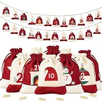 Kit Adviento 24 Bolsas Calendario De Adviento De Yute - 24 Bolsas Con Etiquetas, Cuerda De 2m Regalos Adviento