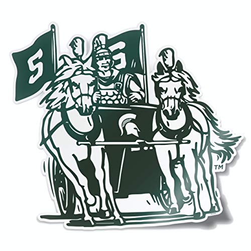 Image of Collegiate NCAA Car Decal Made from Premium Weatherproof Vinyl (Michigan State Chariot - White)
