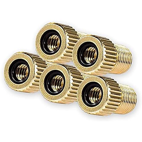 XCOZU 5 Pcs Presta Valve Adapter, Brass Presta to Schrader Adapter Converter/Bike Bicycle Valve Adaptor with O-ring Seal, Inflate Tyre Using Standard Pump or Air Compressor Cover