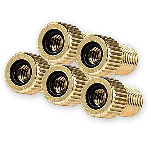 XCOZU 5 Pcs Presta Valve Adapter Brass Presta to Schrader Adapter Converter/Bike Bicycle Valve Adaptor with O-ring Seal Inflate Tyre Using Standard Pump or Air Compressor