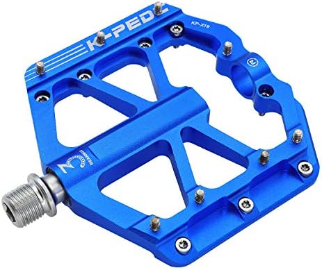 K PEDC MTB Mountain Bike Pedal Platform Flat Bicycle Pedals Aluminum Alloy Non-Slip 9/16" Metal Bike Pedals with 3 Bearings for Road, BMX