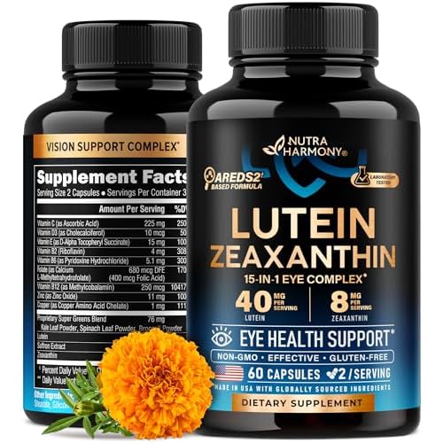 Eye Vitamins - Lutein and Zeaxanthin Supplements - AREDS2 Based Supplement for Seniors & Adults - Eye Health & Vision Support - Saffron, Zinc, Vitamin