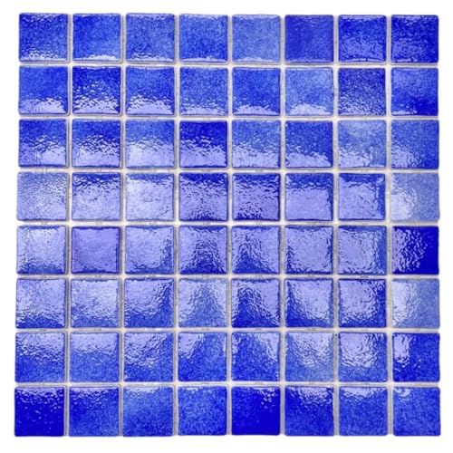 Tenedos Royal Blue 1.5" Square Recycled Glass Tile, 1 Sheet,