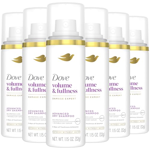 Dove Advanced Dry Shampoo Travel-Size Volume & Fullness 6-Pack Travel Essentials 1.15 Oz Ea
