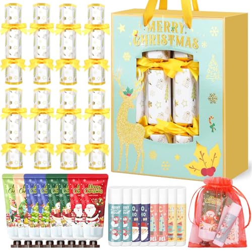 iZoeL - iZoeL 8 pièces Crackers Noel Set Papier Crackers - Crème Mains Baume à Lèvres, Cadeaux Noel avec Carte Blague, Idees Cadeaux & Remplissable & Amusant, pour Famille Amis Collègues (No Snap) - -15%