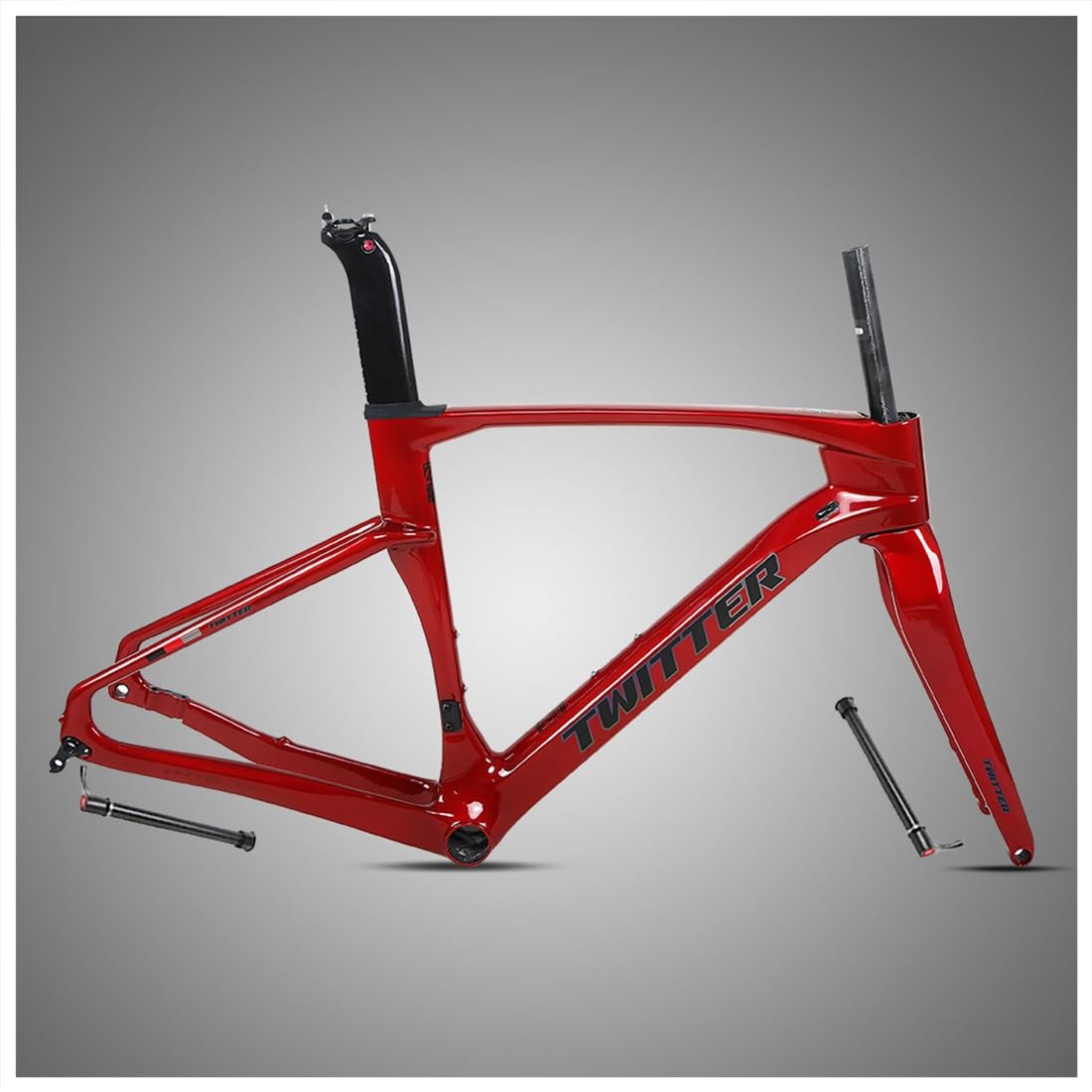 HIMALO Carbon Gravel Bike Frameset 700c Road Bike Frame 45/48/51/54cm Lightweight Disc Brake Frame Set Thru Axle F12x100mm/R12x142mm Internal Routing(Red,54CM)