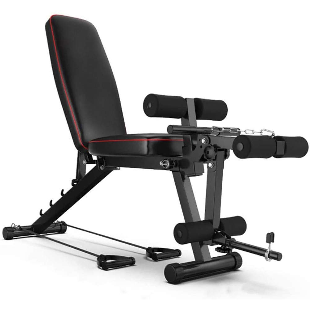 Panca Palestra,Multiuso Panca per Allenamento Regolabile, Fitness Pieghevole con Leg Extension E Leg Curl Multifunzione Schienale, Panca Palestra con Corde di Allenamento