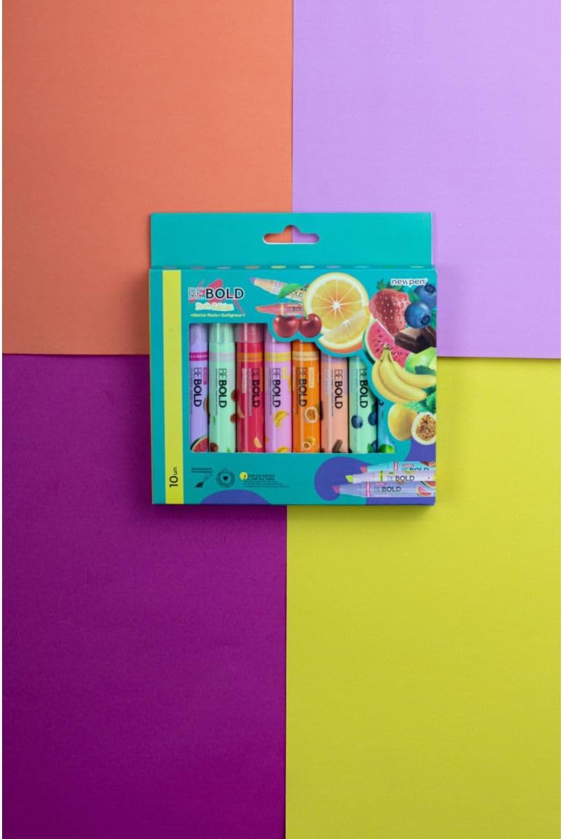Caneta Marca Texto Bebold Fruits Com 10 Cheirinhos Estojo 106230