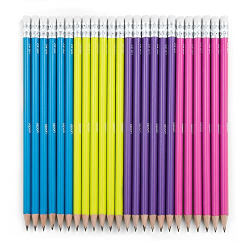 Yoobi No. 2 Pencils, Pre-sharpened in Bright Colors, Pink, Purple,...
