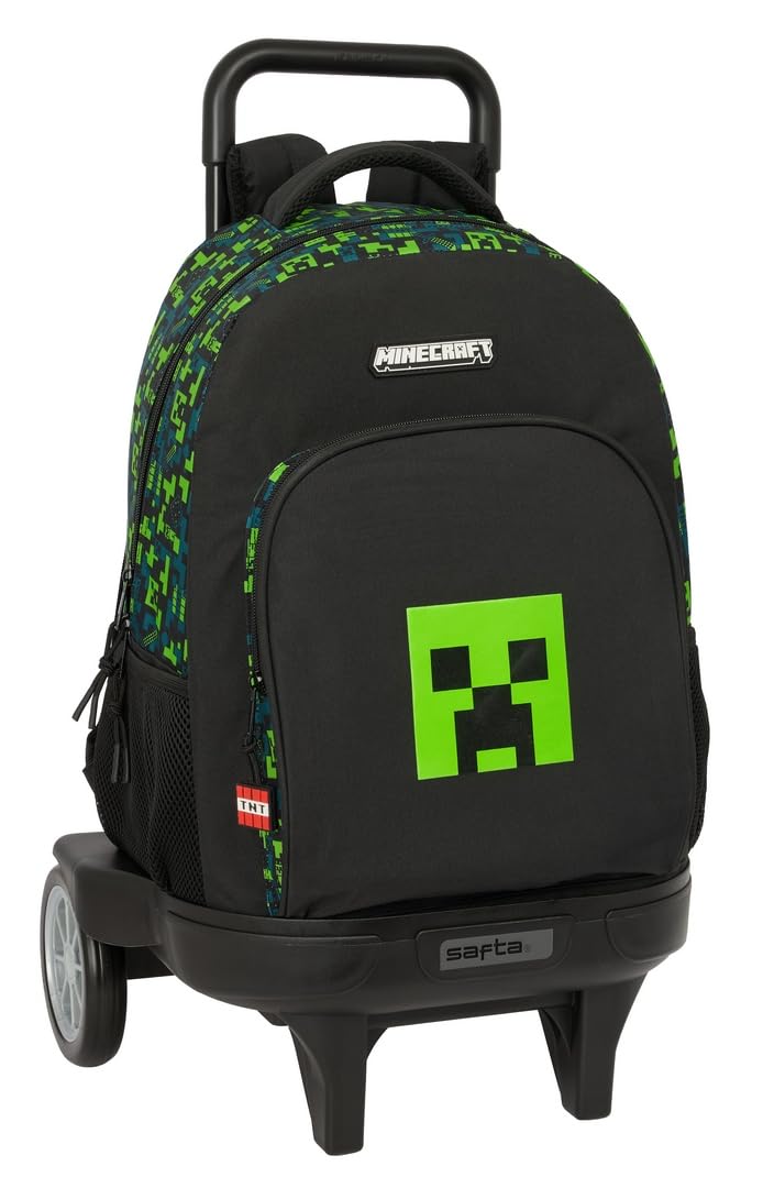 Safta MINECRAFT TNT - Mochila Grande con Ruedas, Compact Evolución, Extraíble, Ideal para Niños de Diferentes Edades, Cómoda y Versátil, Calidad y Resistencia, 33x22x45 cm