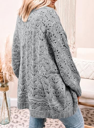 Image of Eytino Womens Plus Size Crochet Cardigan Sweater Long Sleeve Hollow Out Open Front Cardigans Outwear(1X-5X)