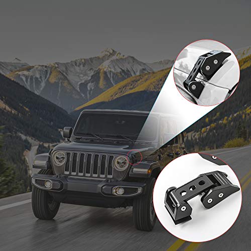 Cherocar Stainless Steel Hood Latches Pins Hood Lock Catch Kit For 2007-2018 Jeep Wrangler Jk Jku Black #TOP2