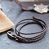 Tribal Steel Brown Braided Double Wrap Leather Bracelet - Men's 21cm Leather Bracelet with a Stainless Steel Shrimp Clasp #4