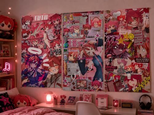 Image of Teto & Miku Anime Poster Set of 2 - Vocaloid Inspired Wall Art for Bedroom, Gaming Room & Japanese Anime Decor (Kasane Teto Anime Poster Set of 3 v2)