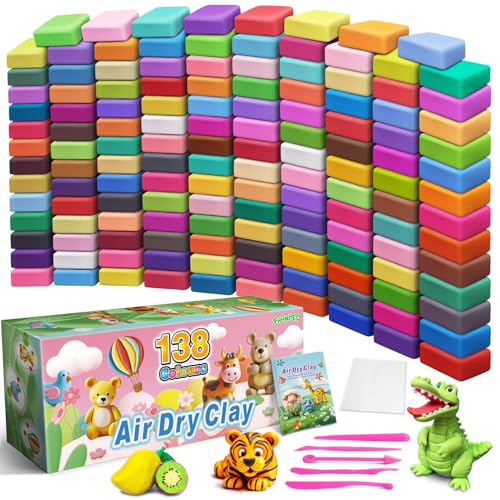 FAGNBED Air Dry Clay 138 Colors Modeling Magic Clay Set with 5 Sculpting Tools Arts Crafts Gift for Kids and Beginners