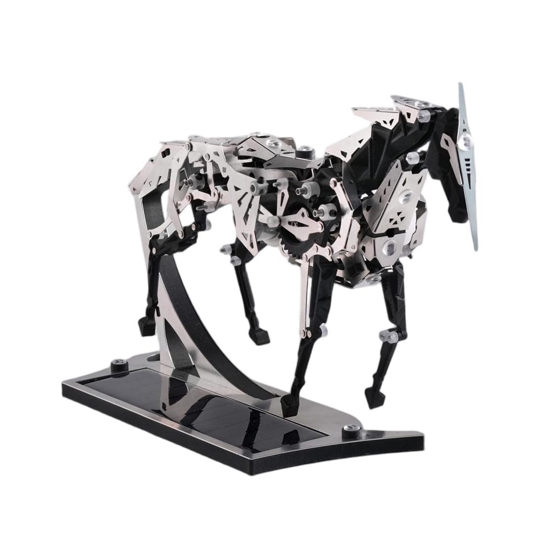 Puzzle 3D in metallo per adulti, a energia solare, 165 pezzi | Cavallo in movimento con azionamento meccanico, struttura del cambio con ingranaggi e aste aperti, senza incollaggio