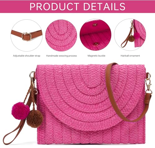 Beach Bags for Women - Summer Straw Bag Cute Woven Tote Purse for Vacation Travel