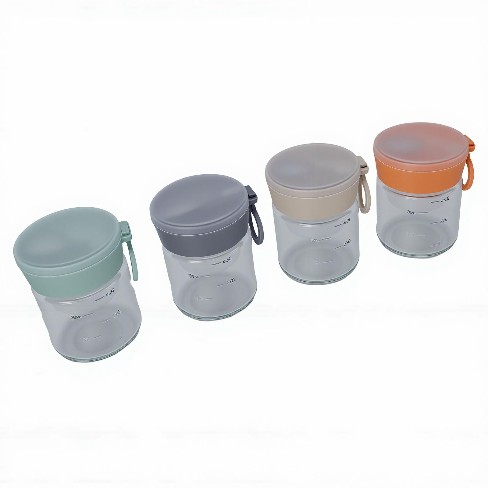 Tnfeeon Recipientes para Avena Durante la Noche Tarro de Vidrio con Cuchara Plegable 16 Oz a Prueba de Fugas para el Trabajo, Escuela, Gimnasio, Compartimentos Separados para Ingredientes, Evita que