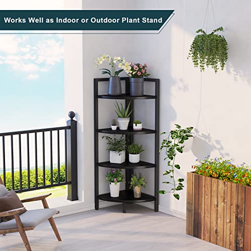 Saygoer 4 Tier Bookshelf, 51 Inch Tall Free Standing Corner Bookshelf Modern Storage Organizer Bookcase, Industrial Display Rack Plant Stand Shelves For Living Room Home Balcony Kitchen, Black #TOP4