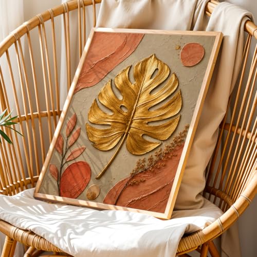 Image of NoWorries Floral Botanical Wall Painting with Frame | Premium Textured Flower & Leaf Artwork, Pastel Nature Wall Decor Framed for Living Room Bedroom Office and Home Decoration (Art-10,17x25inch)