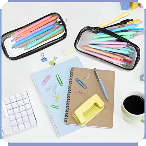 Image of Crtiin 60 Pcs Clear Pencil Pouch Bulk Makeup Cosmetic Bags for Women Large Capacity Box for Back to School Travel Toiletry Office Stationery(Black)