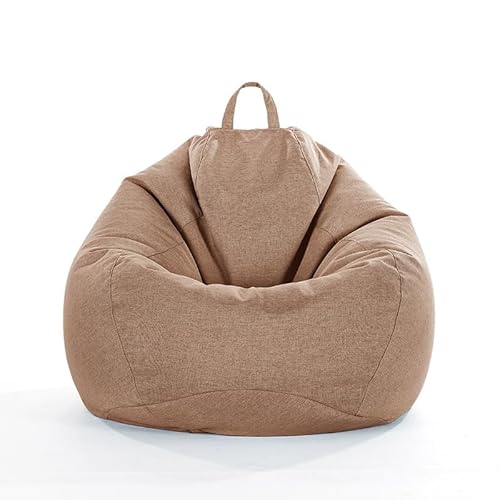DOTBUY-SHOP Pouf Poltrona a Sacco Gigante,Colore Solido Bean Bag Bambini & Adulti (Senza Imbottitura), Morbido e Accogliente Puffo per Sedersi Poltrona da Lettura per Soggiorno (M,Marrone Lino)