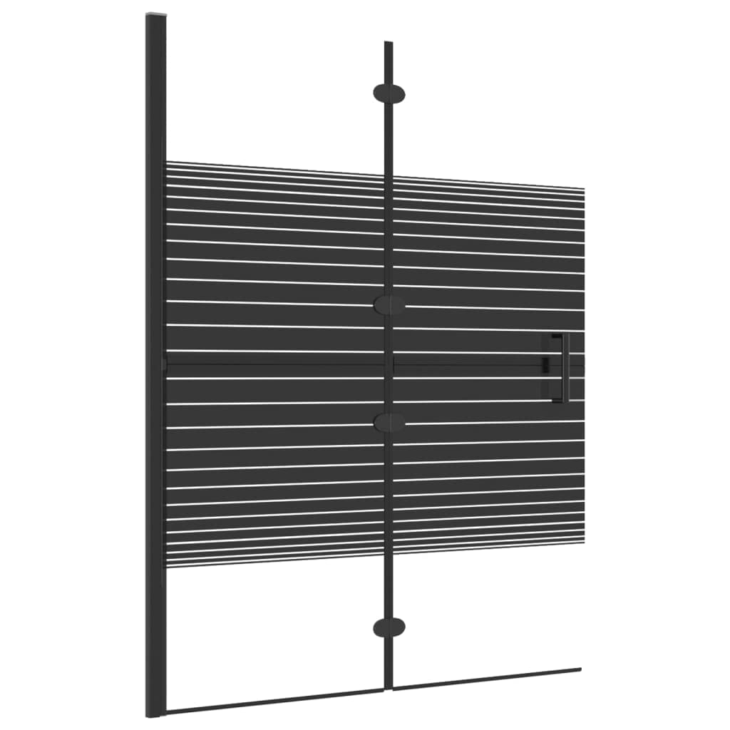 Parete doccia pieghevole, 100 x 140 cm, vetro di sicurezza ESG, con strisce nere, per bagno