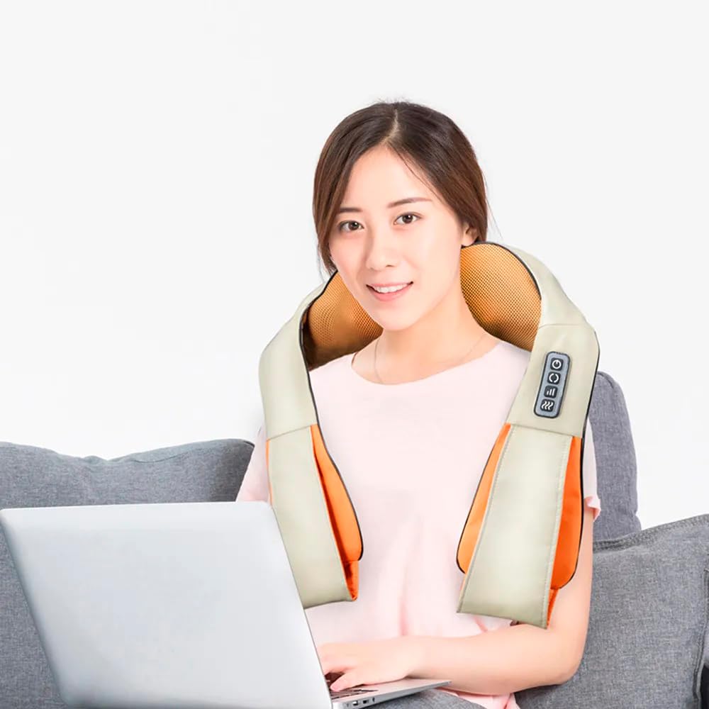 Masajeador Eléctrico Shiatsu Con Calefacción Para Cuello, Espalda, Piernas y Hombros | Alivia El Dolor Muscular Corporal | Intensidad Ajustable