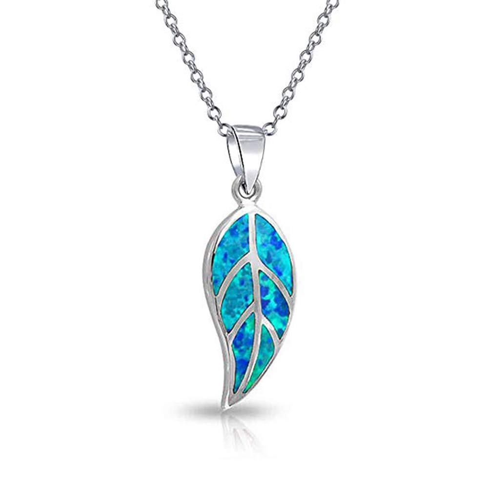 CiNily Opal Leaf/Flower Pendant Necklace for Women Silver Plated Jewelry Gift