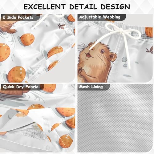Pigsaly Boys' Swim Board Shorts Cute Capybara Orange Boy's Swim Trunks Kids Swimwear 3T3