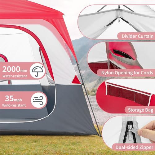 Carpa de camping familiar grande 13x13 pies con divisor de ambientes miniatura 3