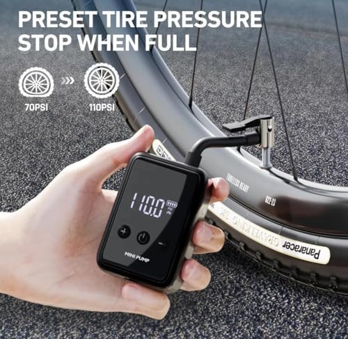 Pompa elettrica per bici, mini compressore d'aria 150 psi, gonfiatore portatile per biciclette, moto, auto, supporto a doppia valvola, gonfiaggio rapido con spegnimento automatico
