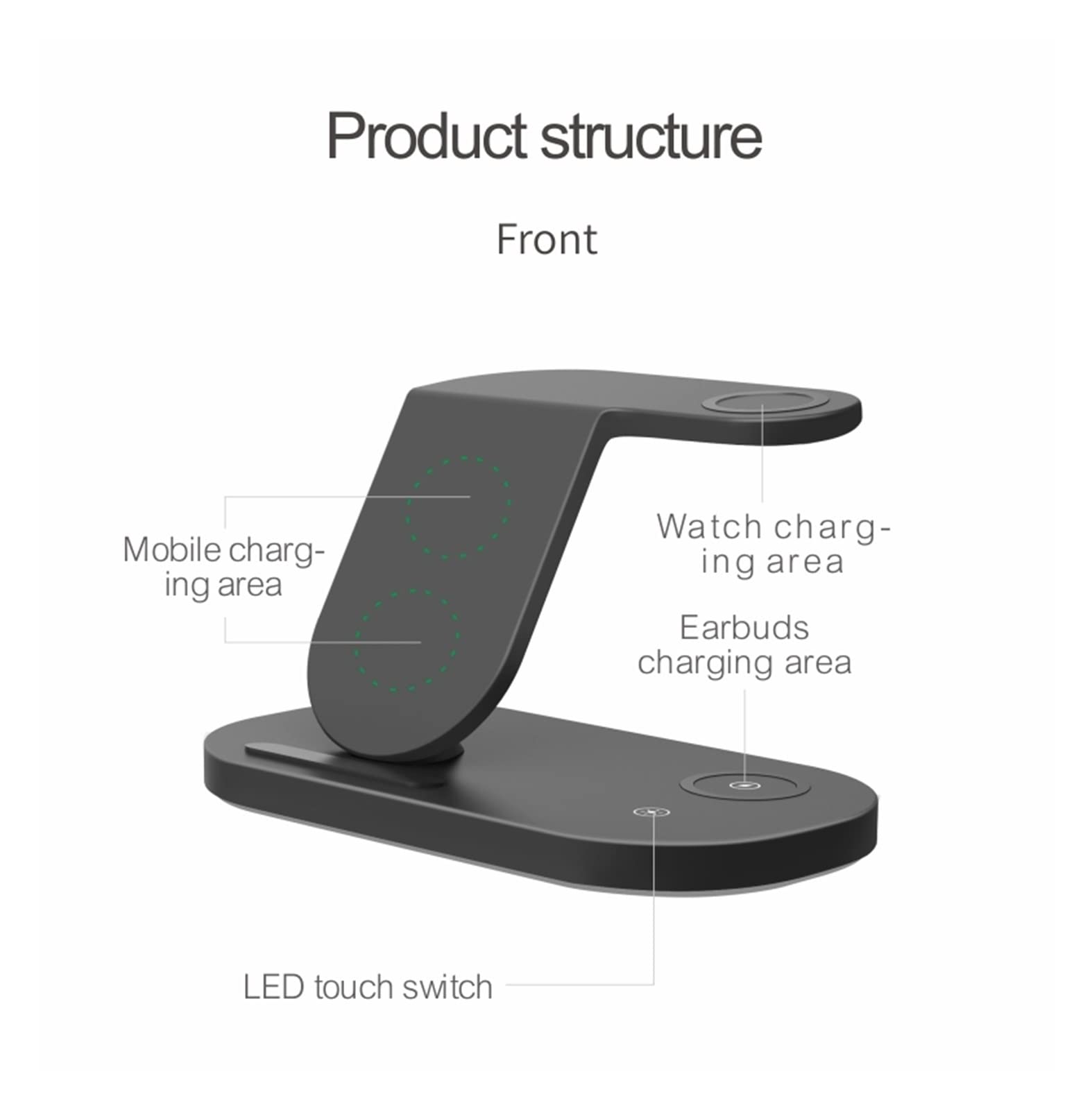 Caricabatterie wireless Supporto for caricabatterie wireless 30W 3 in 1 for auricolare for orologio dock station a ricarica rapida(Z7L with led light)