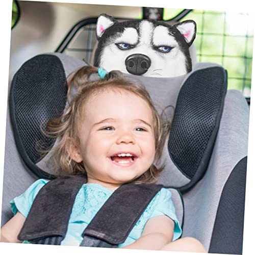 ULTECHNOVO Auto Nackenkissen für Kopfstütze Kleines Kissen mit Hundekopf Design Autositzkissen aus Polyester und Baumwolle für Fahrkomfort