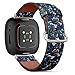CJBROES Replacement Leather Watch Band, Compatible with Fitbit Versa 3 and Fitbit Sense of Wristband Bracelet Accessory - Watercolor