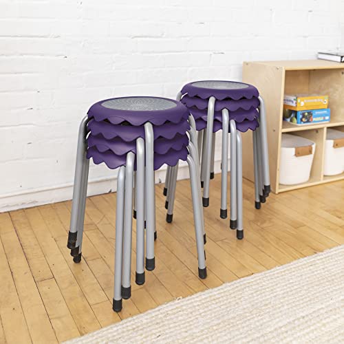 Image of ECR4Kids Daisy Stackable Stool Set, Flexible Seating, Purple, 8-Piece